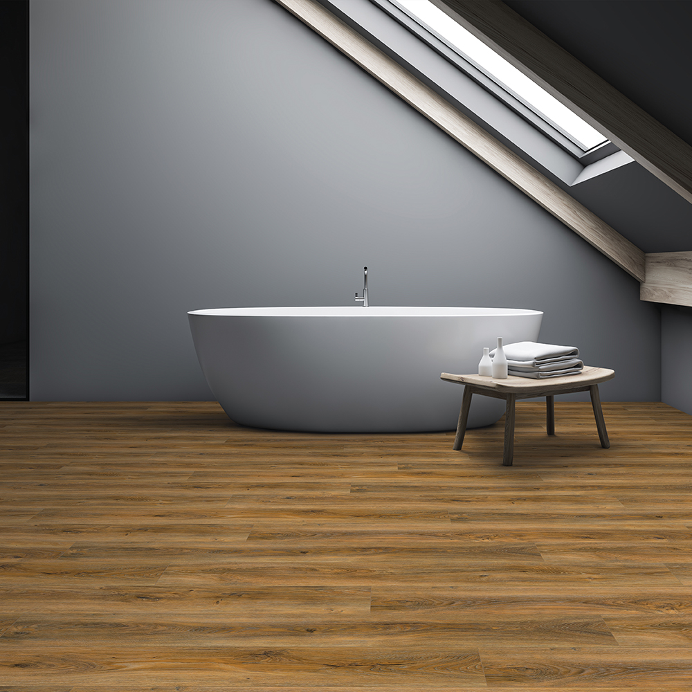 Interior,Of,Minimalistic,Attic,Bathroom,With,Grey,Walls,,Concrete,Floor RS Beaulieu 6019 1